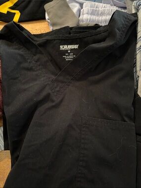 Scrubstar Black V-Neck Scrub Top with Chest Pocket